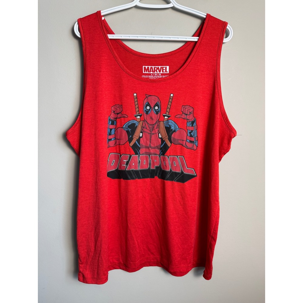 Marvel Deadpool Graphic Tank Top Red Mens Large Superhero Comic Book‎ Y2K Retro